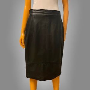 LORA Vintage Genuine Leather Pencil Skirt
